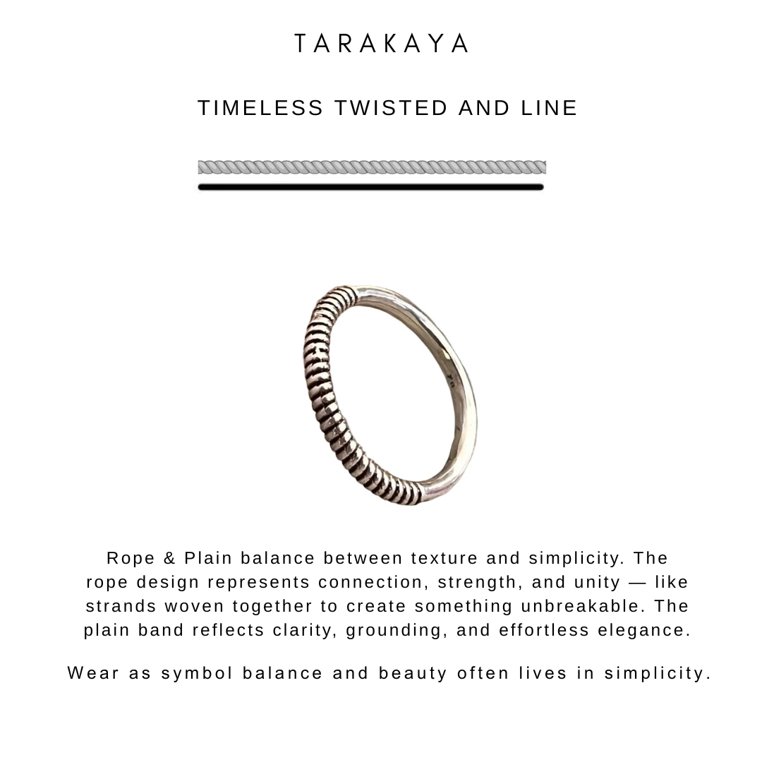 925 Sterling Silver 2 in 1 Plain and Rope Stack Band Ring