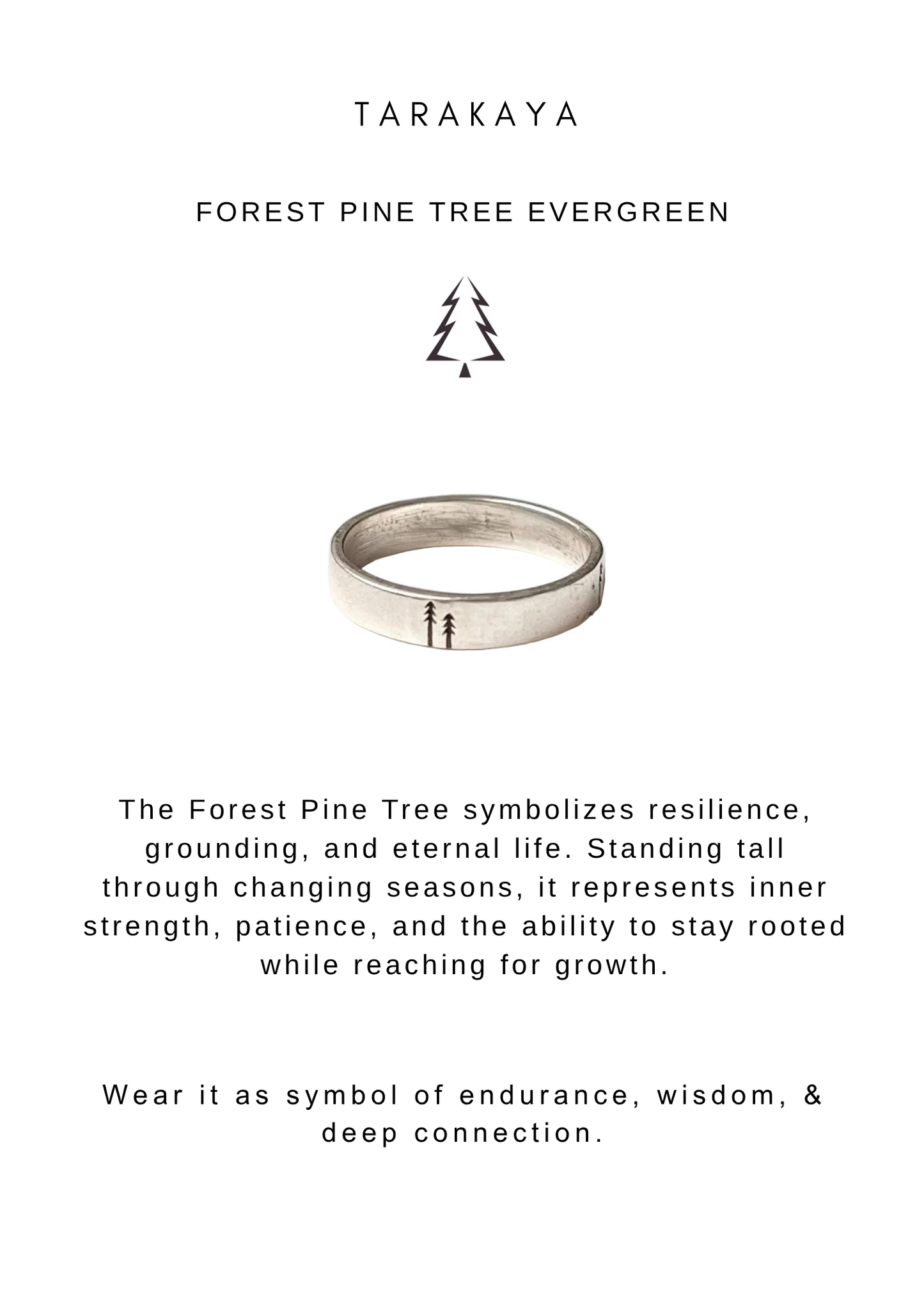 925 Sterling Silver Forest Pine Tree Engraved Band Ring