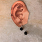 Black Onyx Vintage Cushion Cut 925 Sterling Silver Earrings
