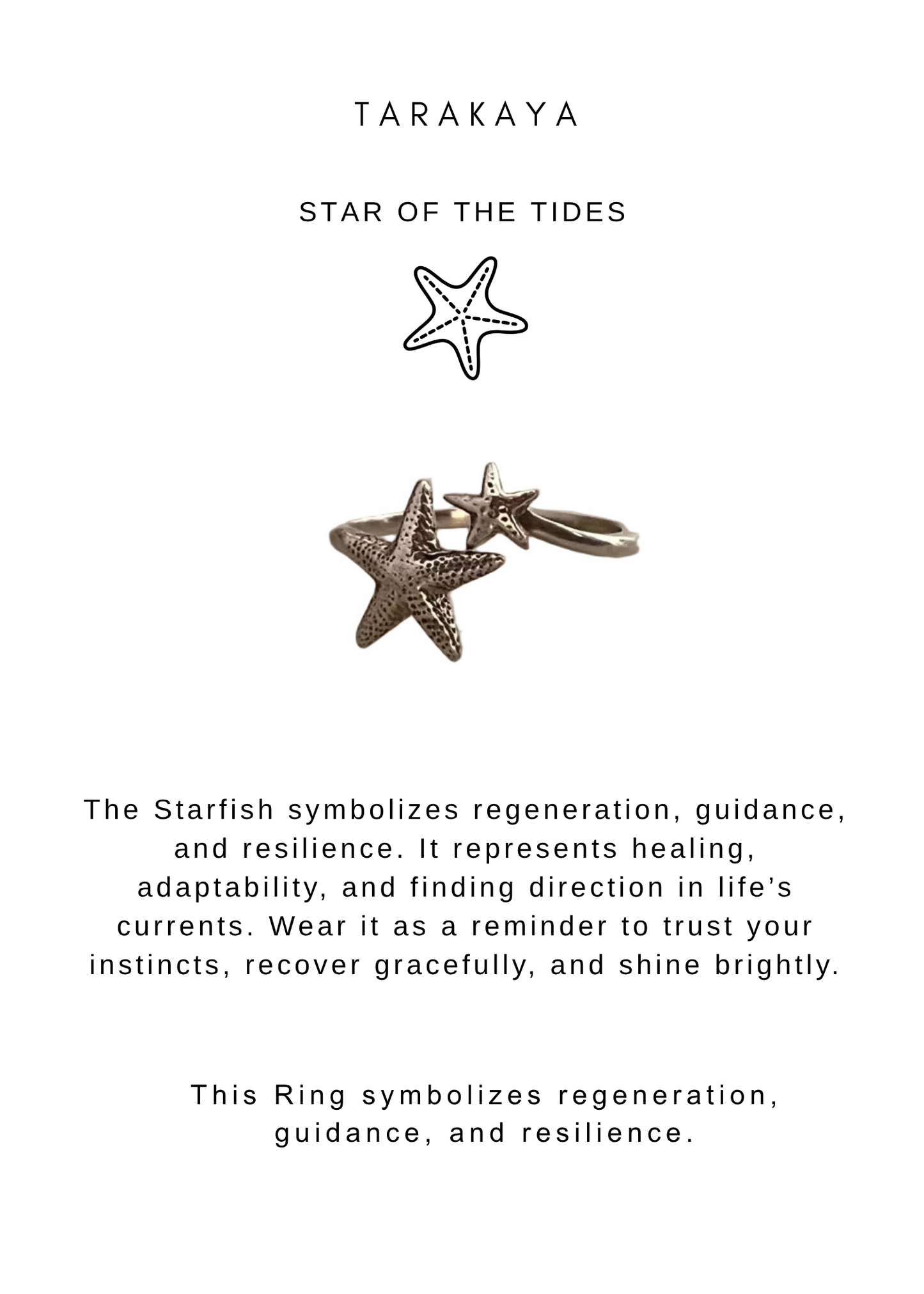 925 Sterling Silver Starfish Boho Adjustable Ring