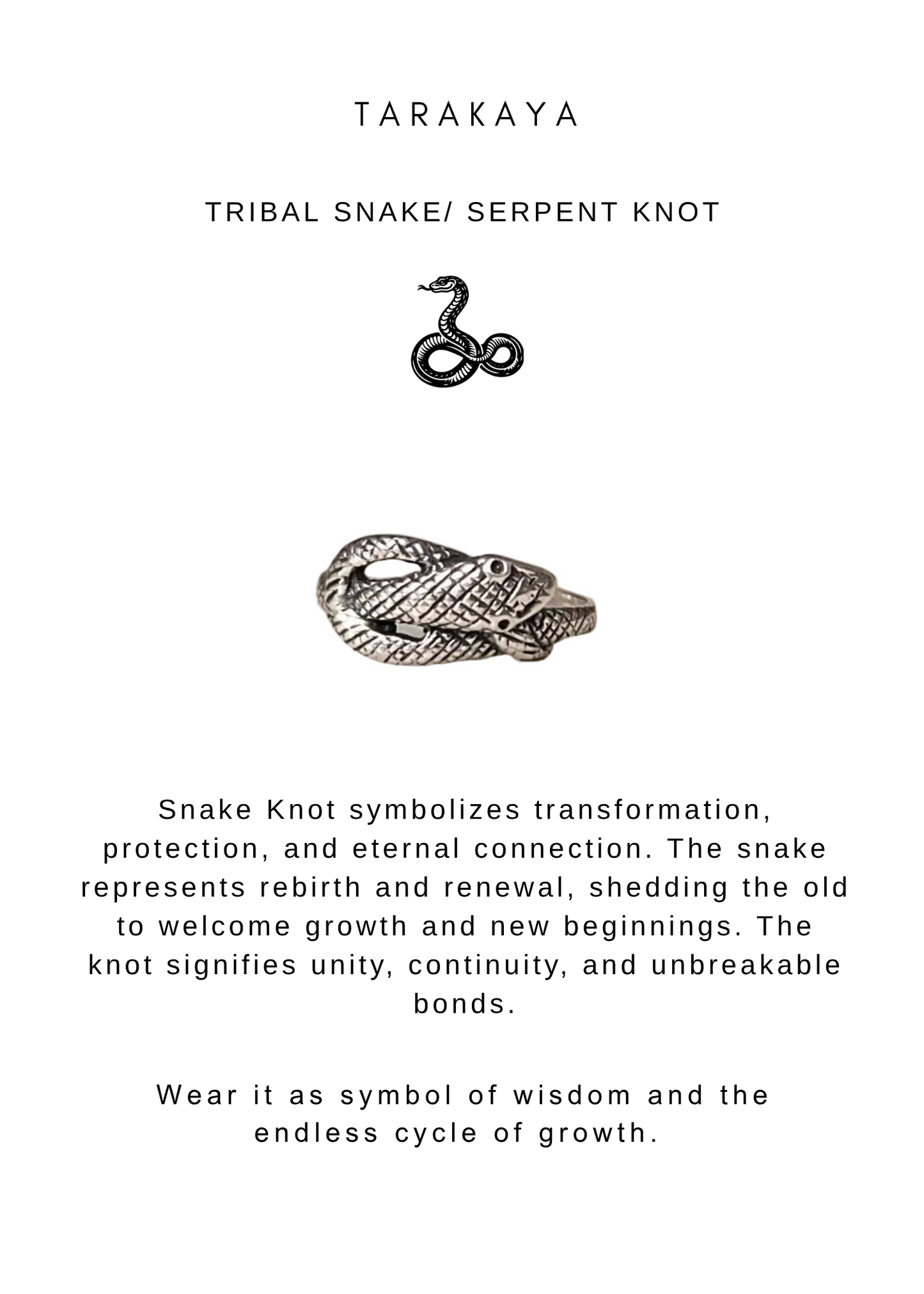 925 Sterling Silver Eternal Snake/ Serpent Knot Ring