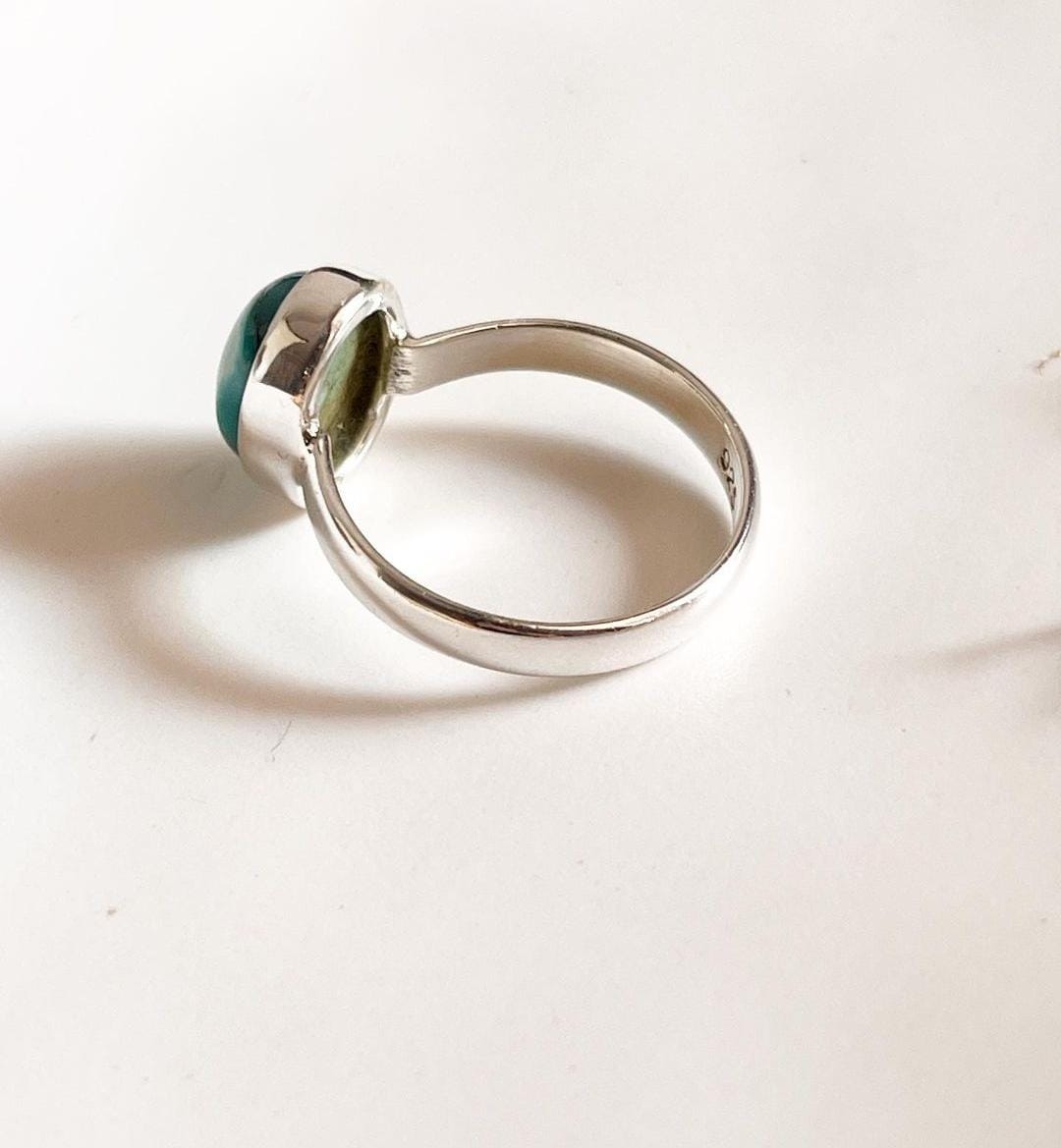Elegant Natural Turquoise Silver Ring in Oval Shape