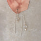 925 Sterling Silver Grey Moonstone Heart with Pearl Threader Earrings