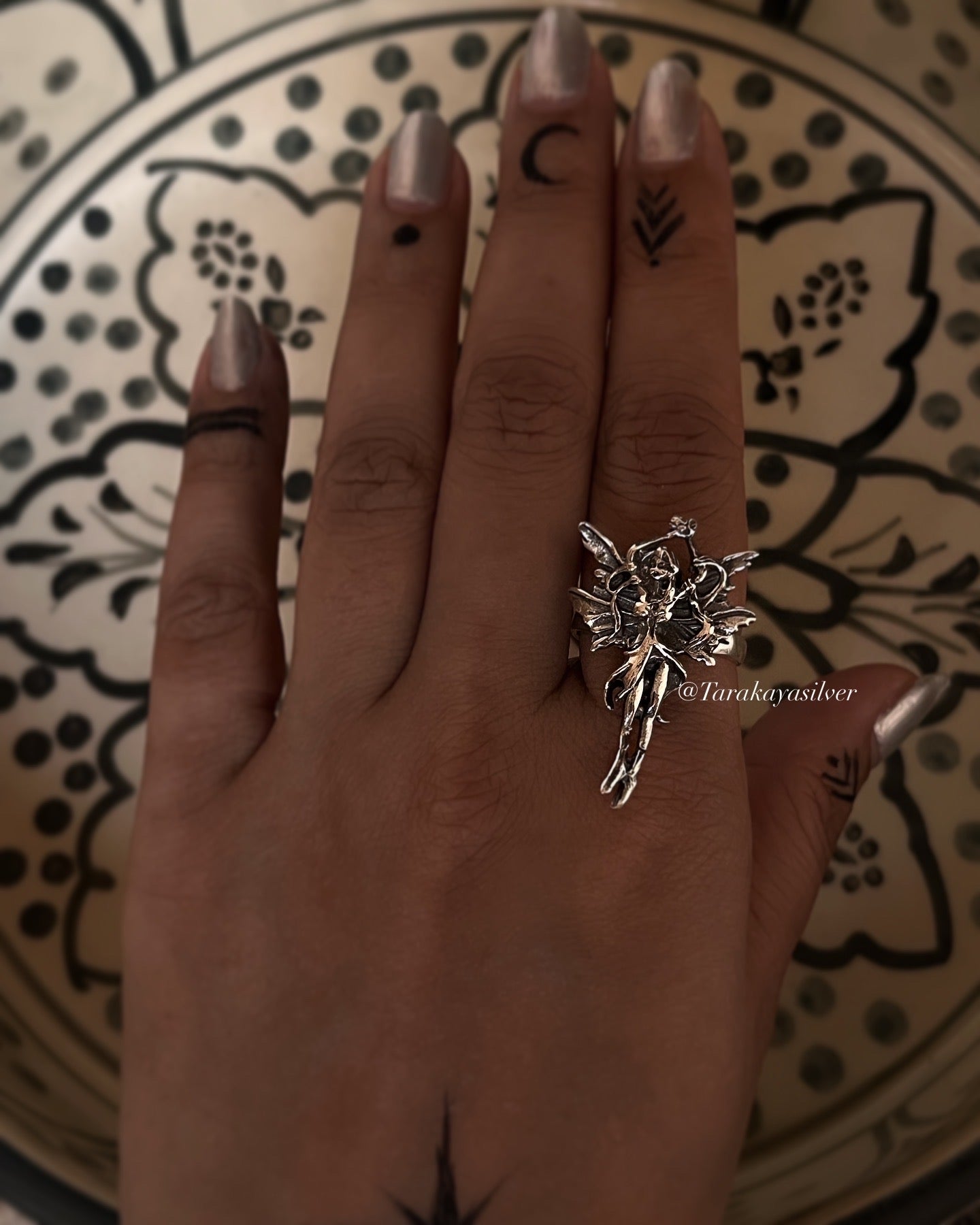 Mystical Angel Adjustable 925 Sterling Silver Ring