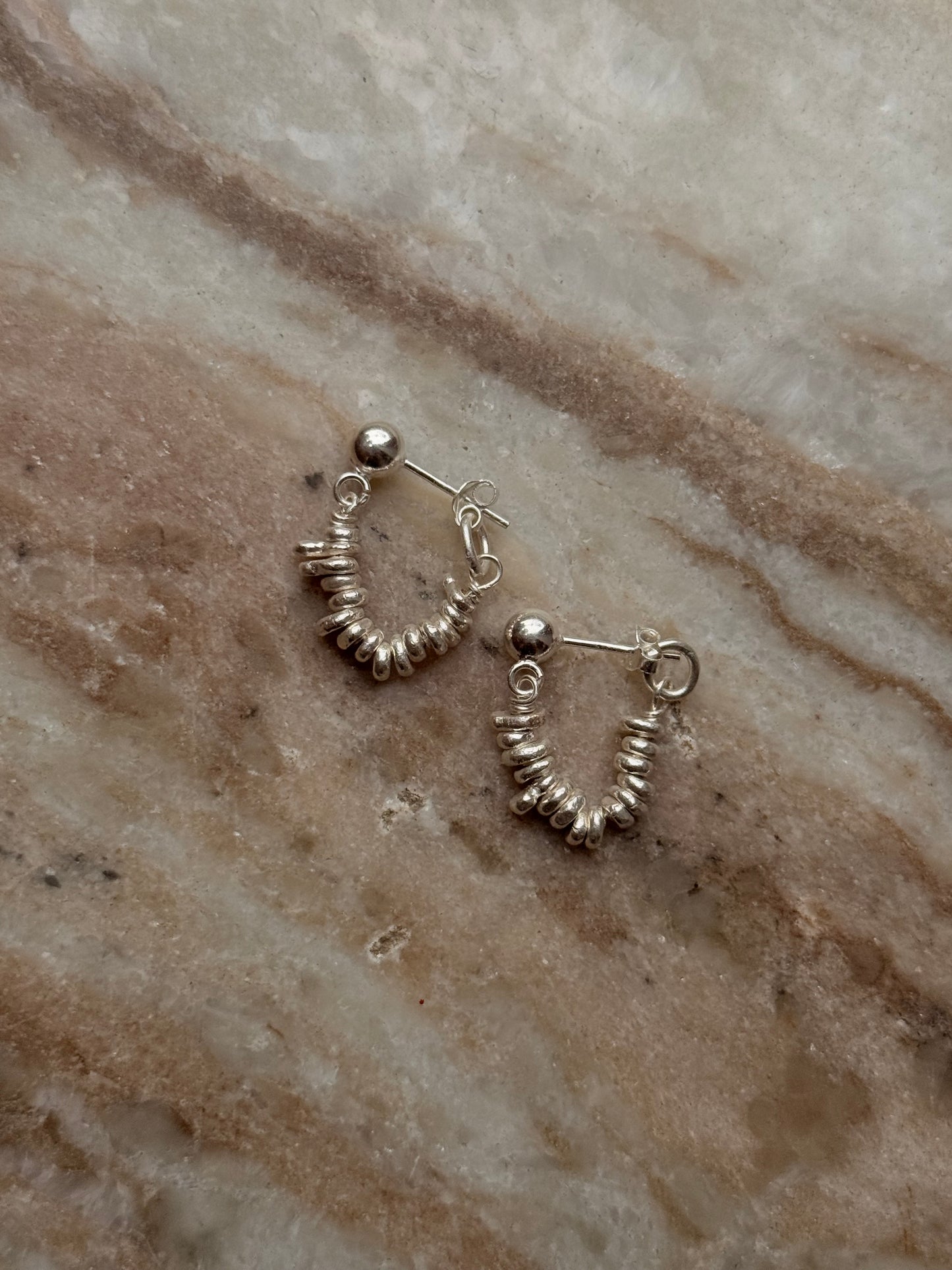 925 Sterling Silver Hill Tribe Molten Silver Beads Handcrafted Chunky Connector Studs