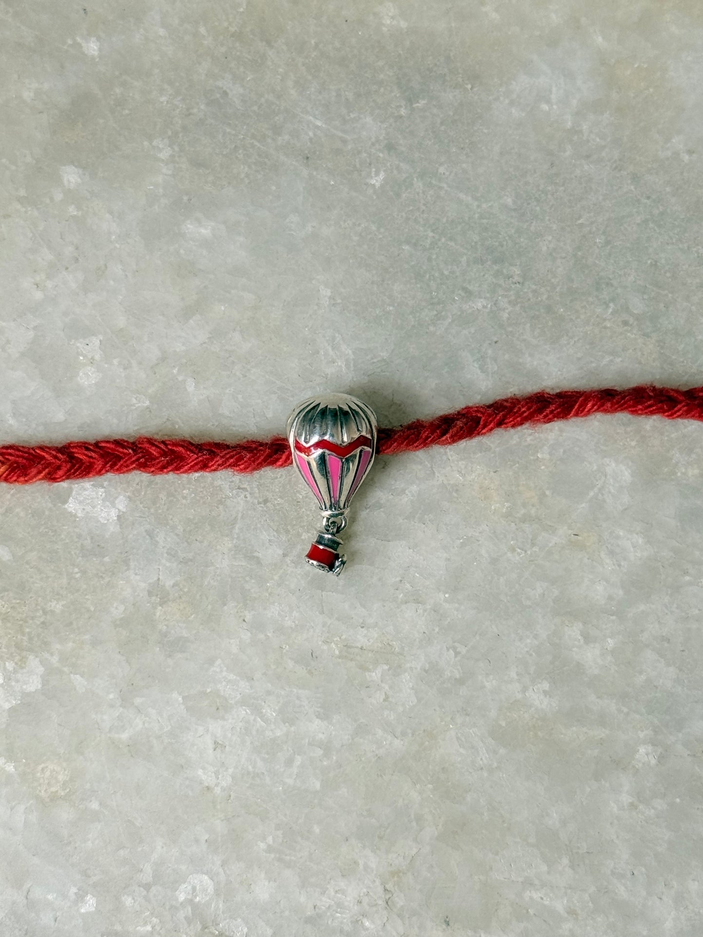 925 Sterling Silver Hot Air Balloon Charm - Reusable as Pendant / Bracelet Charm Handcrafted Rakhi