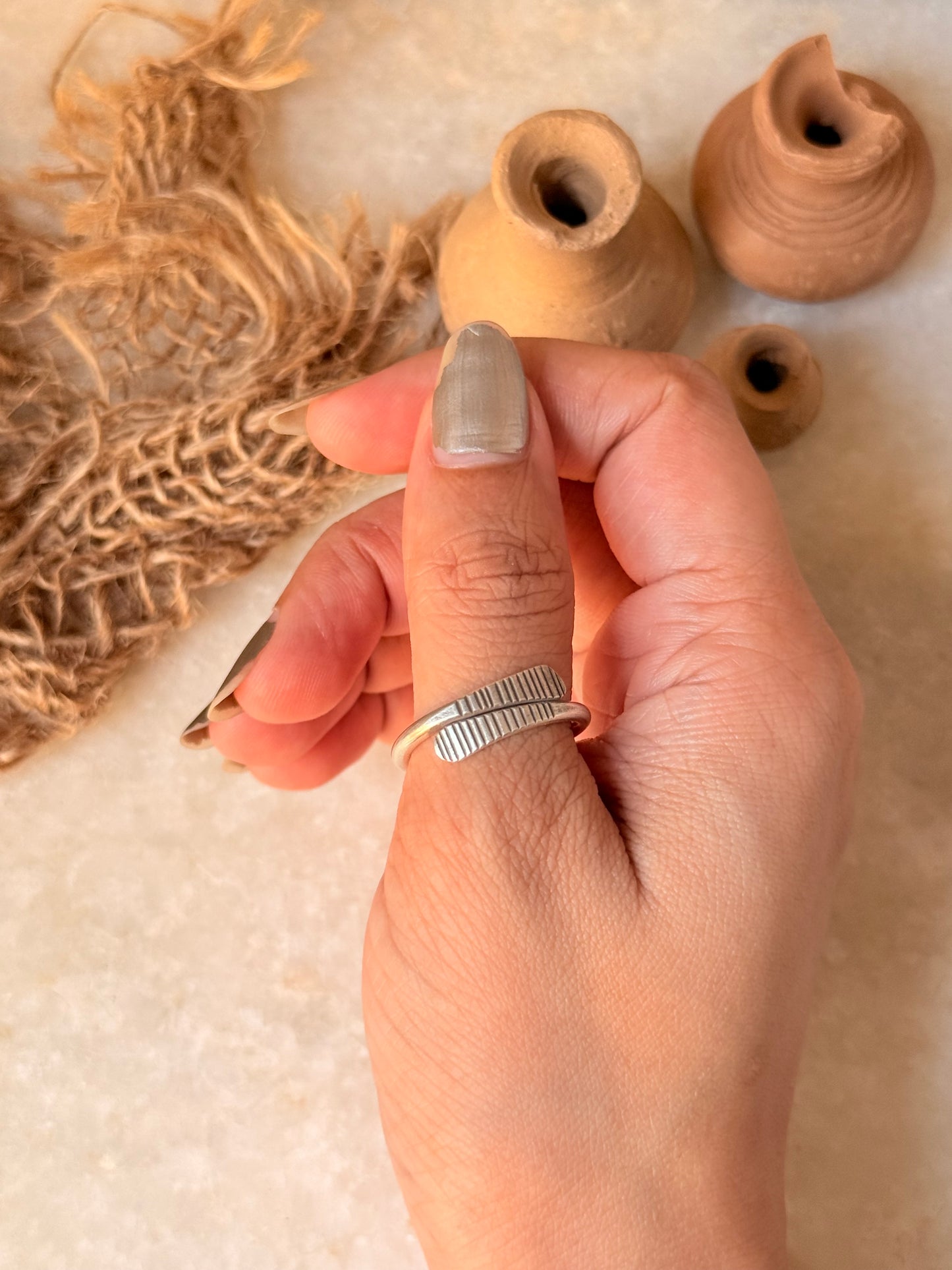 925 Sterling Silver Bohemian Hill Tribe Handcrafted Adjustable Ring