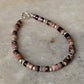 925 Sterling Silver Rhodonite Flat Tube Crystal Silver Balls Bracelet