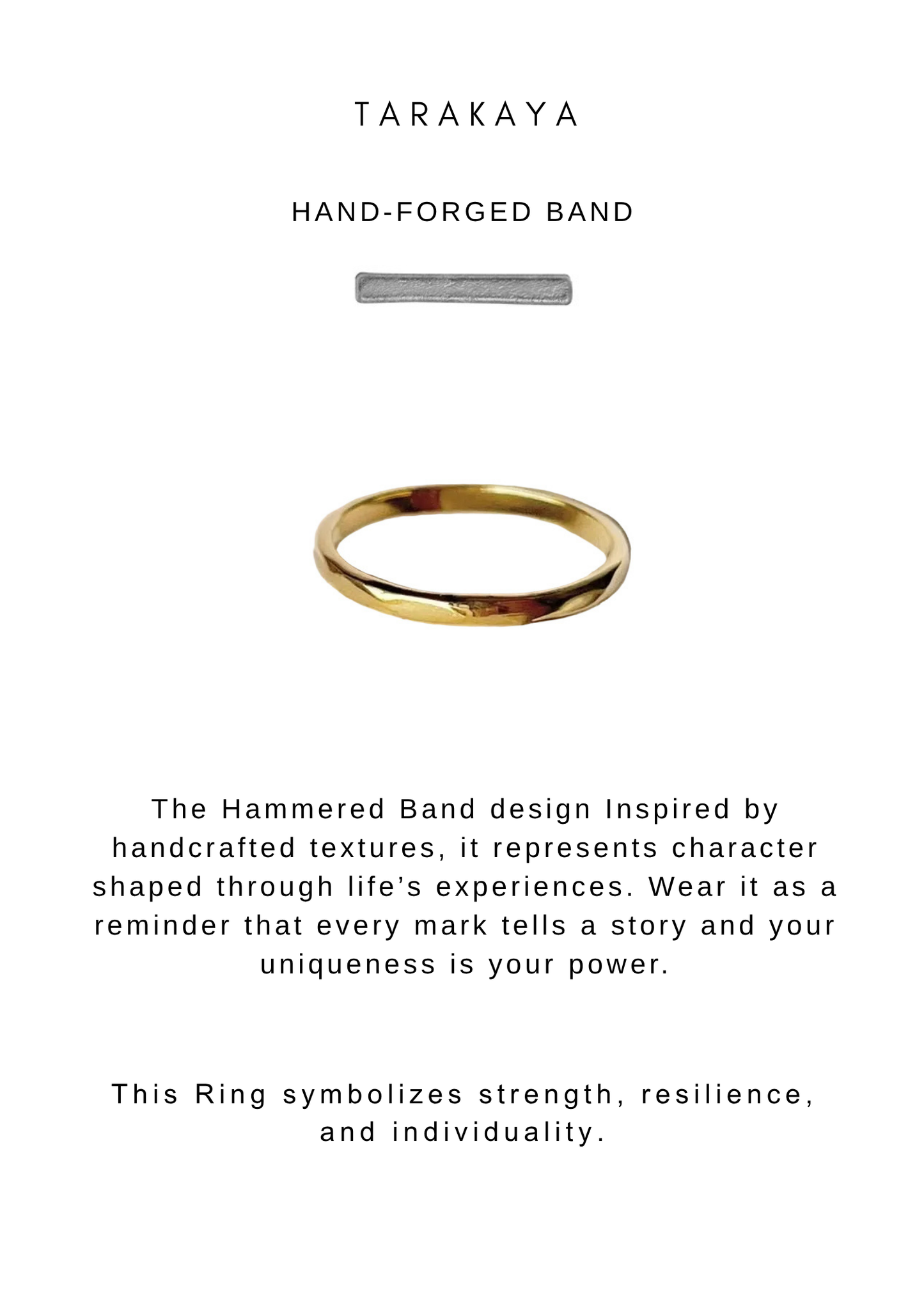 Gold Vermeil Plain Hammered Stack Band 925 Sterling Silver Ring