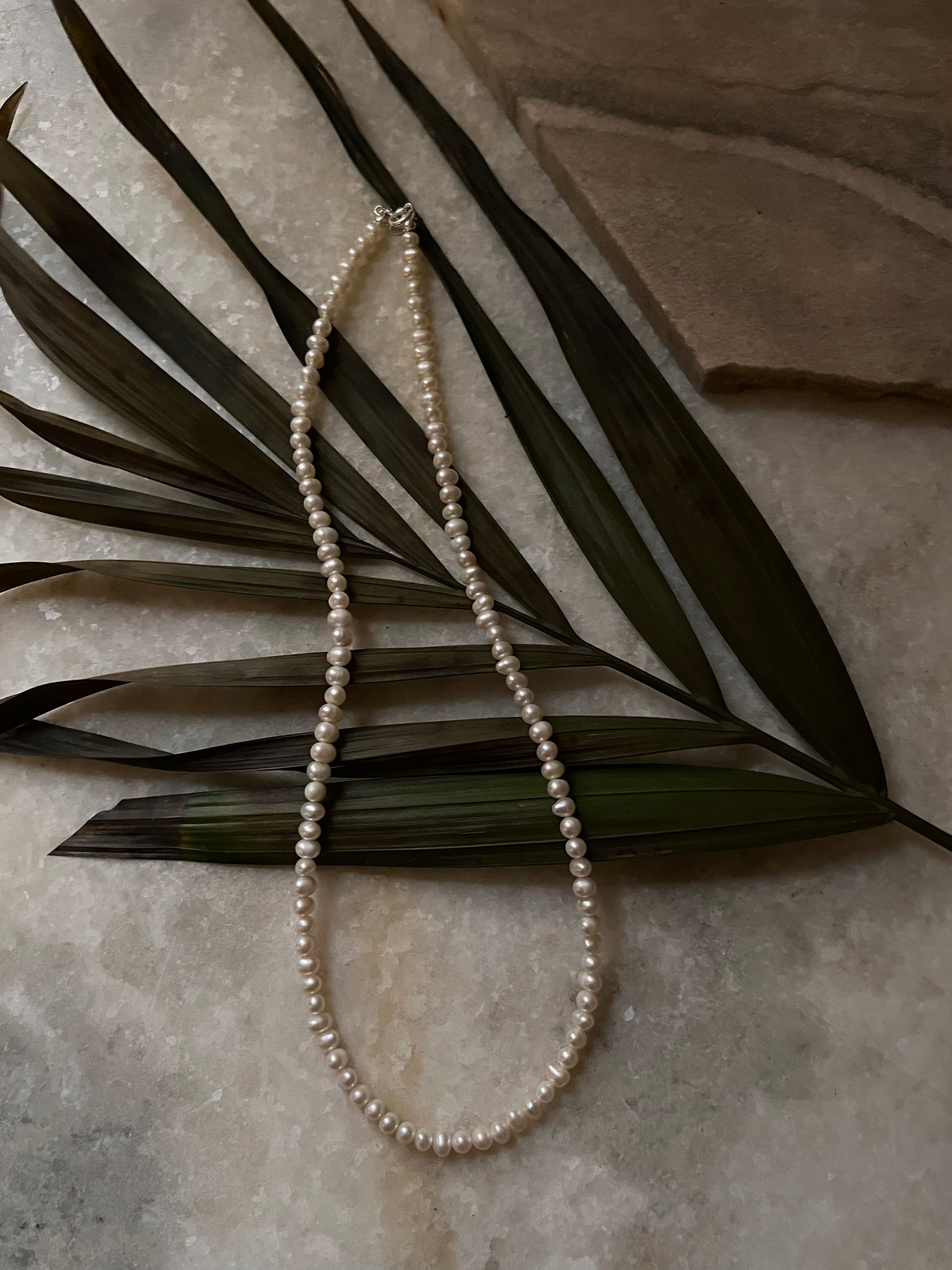 Handcrafted sterling silver lock necklace with freshwater pearls  