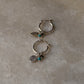 925 Sterling Silver Hill Tribe Handcrafted Coin Charm ,Rawa Tribal Charm & Blue Beads With Chain ~Removal Italian Hoops