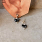 925 Sterling Silver Black Jasper Pearl Butterfly Crystal Studs Earring