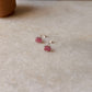925 Sterling Silver Dyed Ruby Raw Uncut Prong Setting Studs Earrings