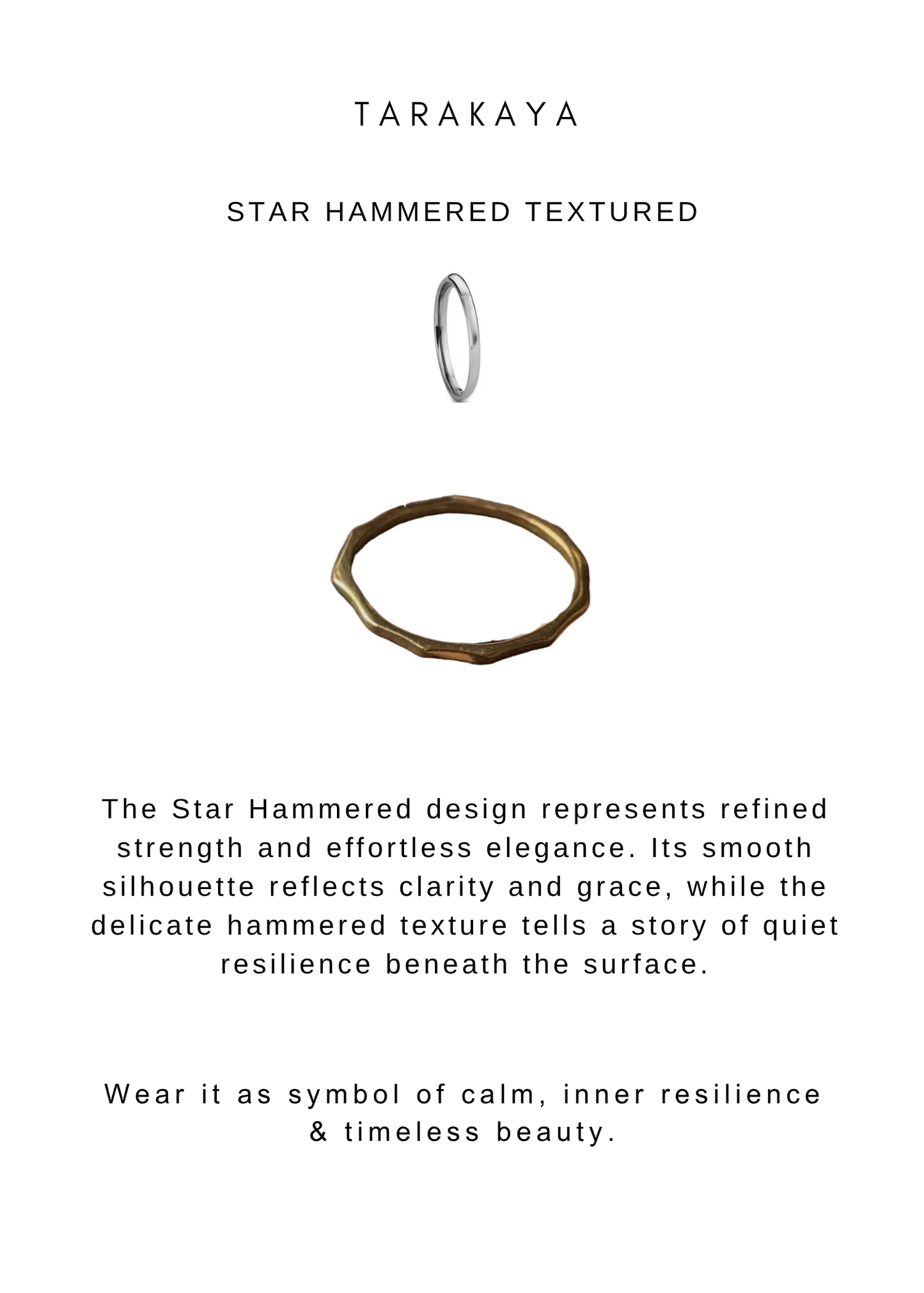 Gold Vermeil Star Hammered Sleek Stack Band 925 Sterling Silver Ring