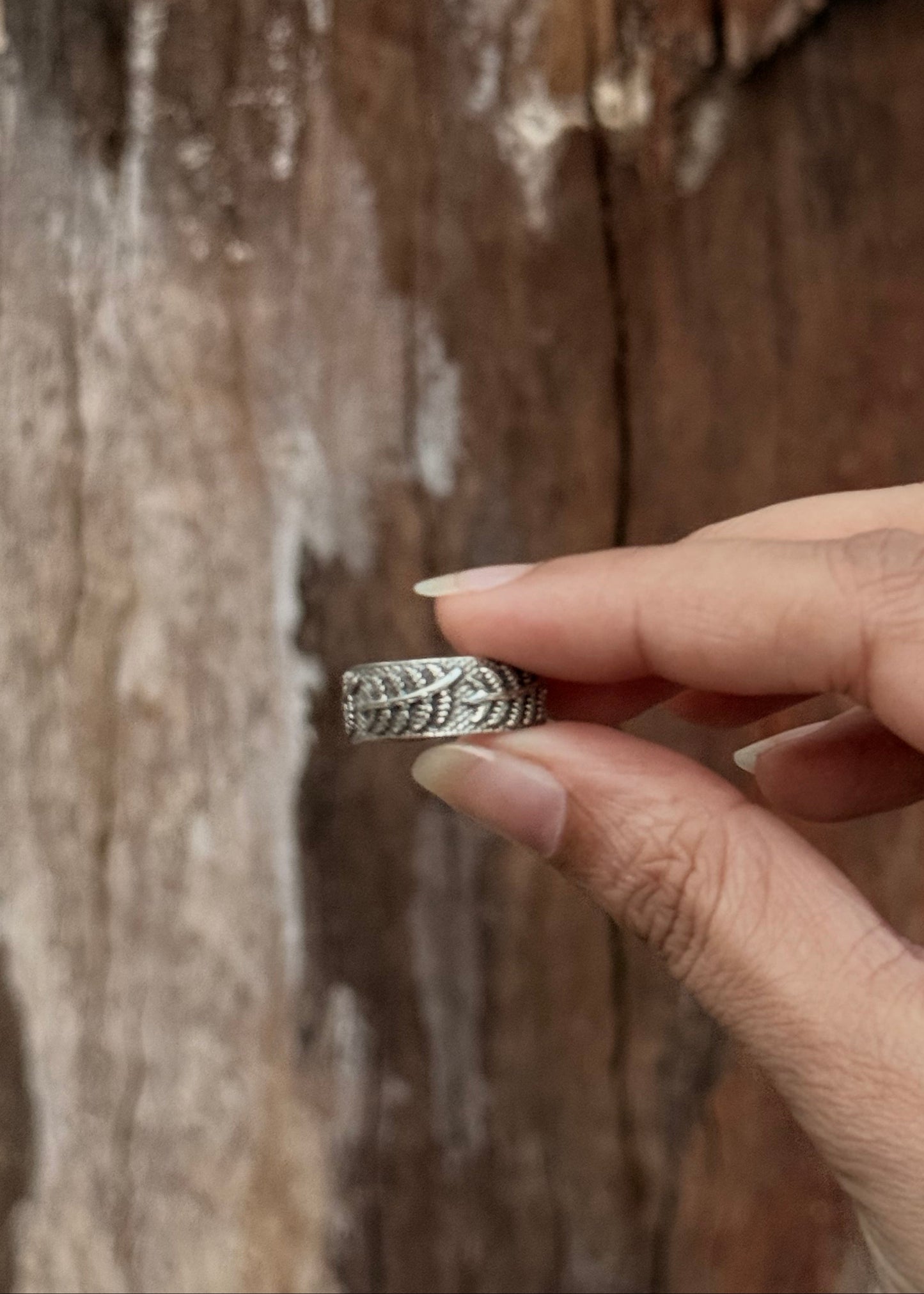 925 Sterling Silver Forest Fern Band Ring