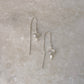 925 Sterling Silver Grey Moonstone Heart with Pearl Threader Earrings
