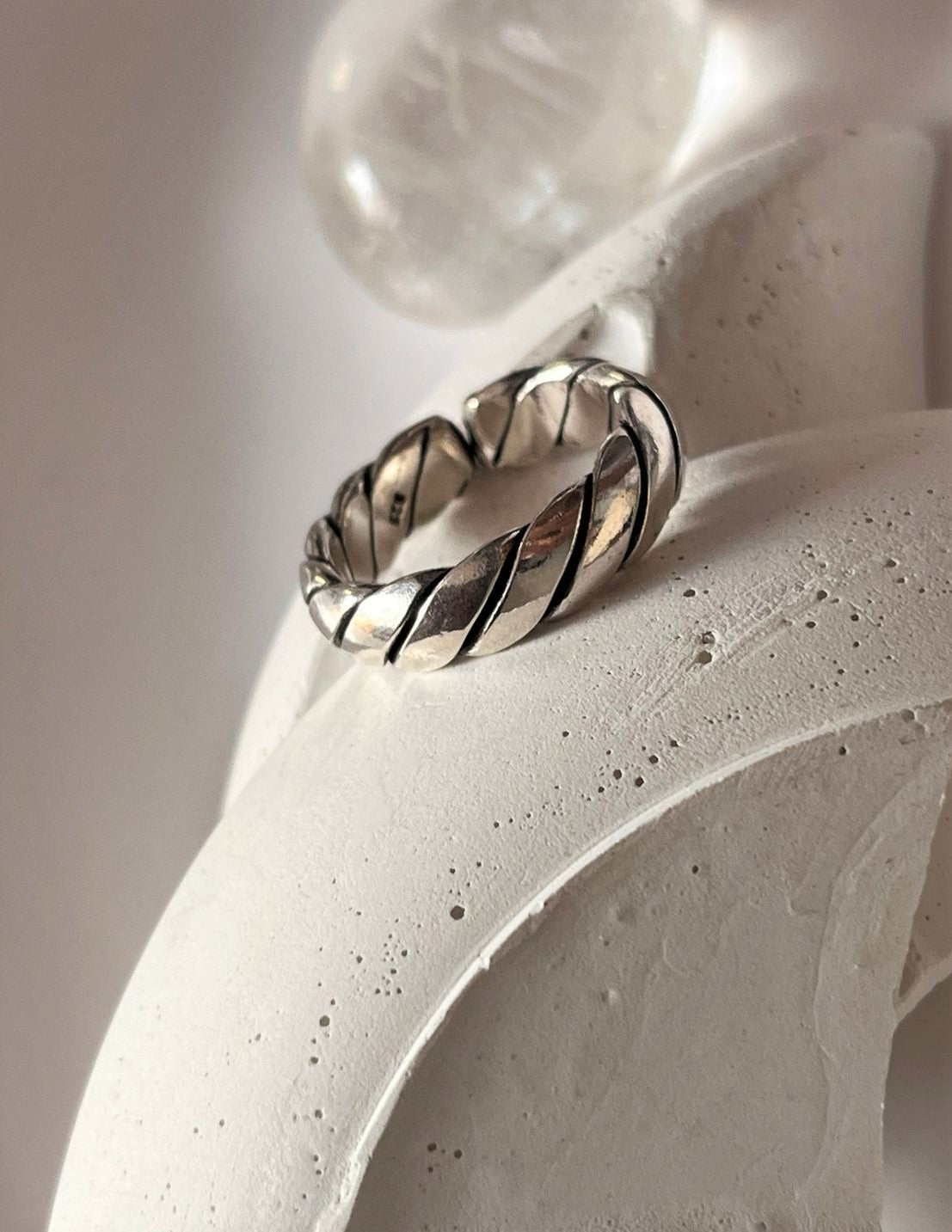 Handcrafted Line Band Silver Ring with Clean Design