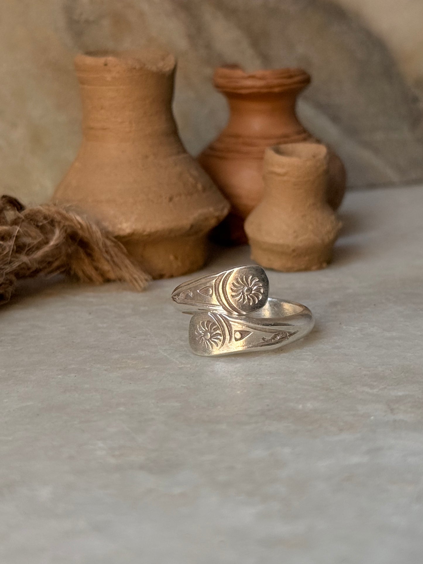 925 Sterling Silver Bohemian Hill Tribe Handcrafted Adjustable Ring