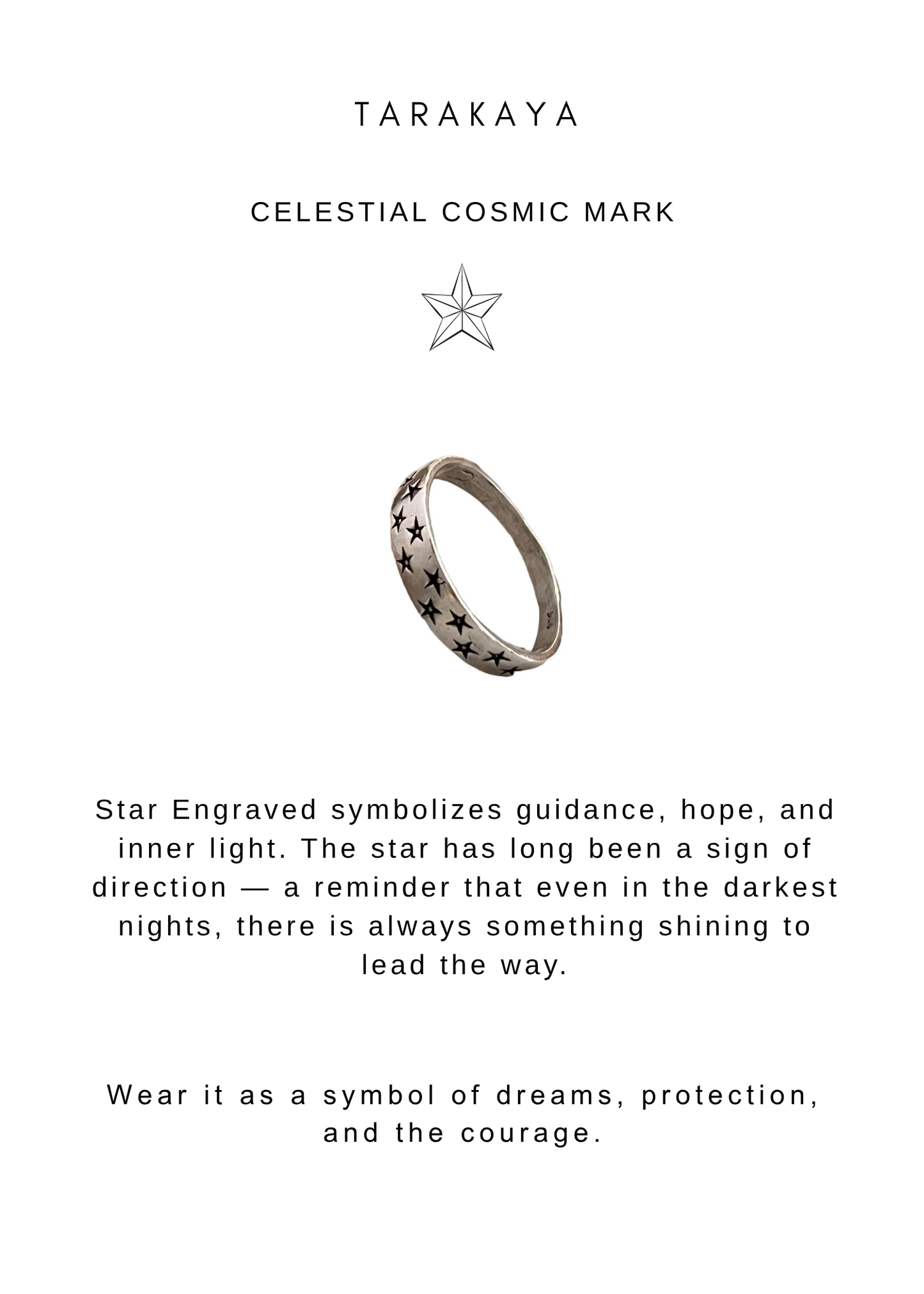 925 Sterling Silver Star Engraved Ring