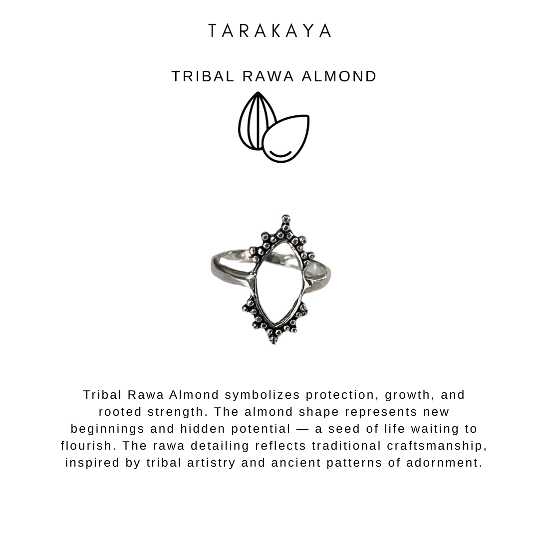 925 Sterling Silver Tribal Rawa Almond Ring
