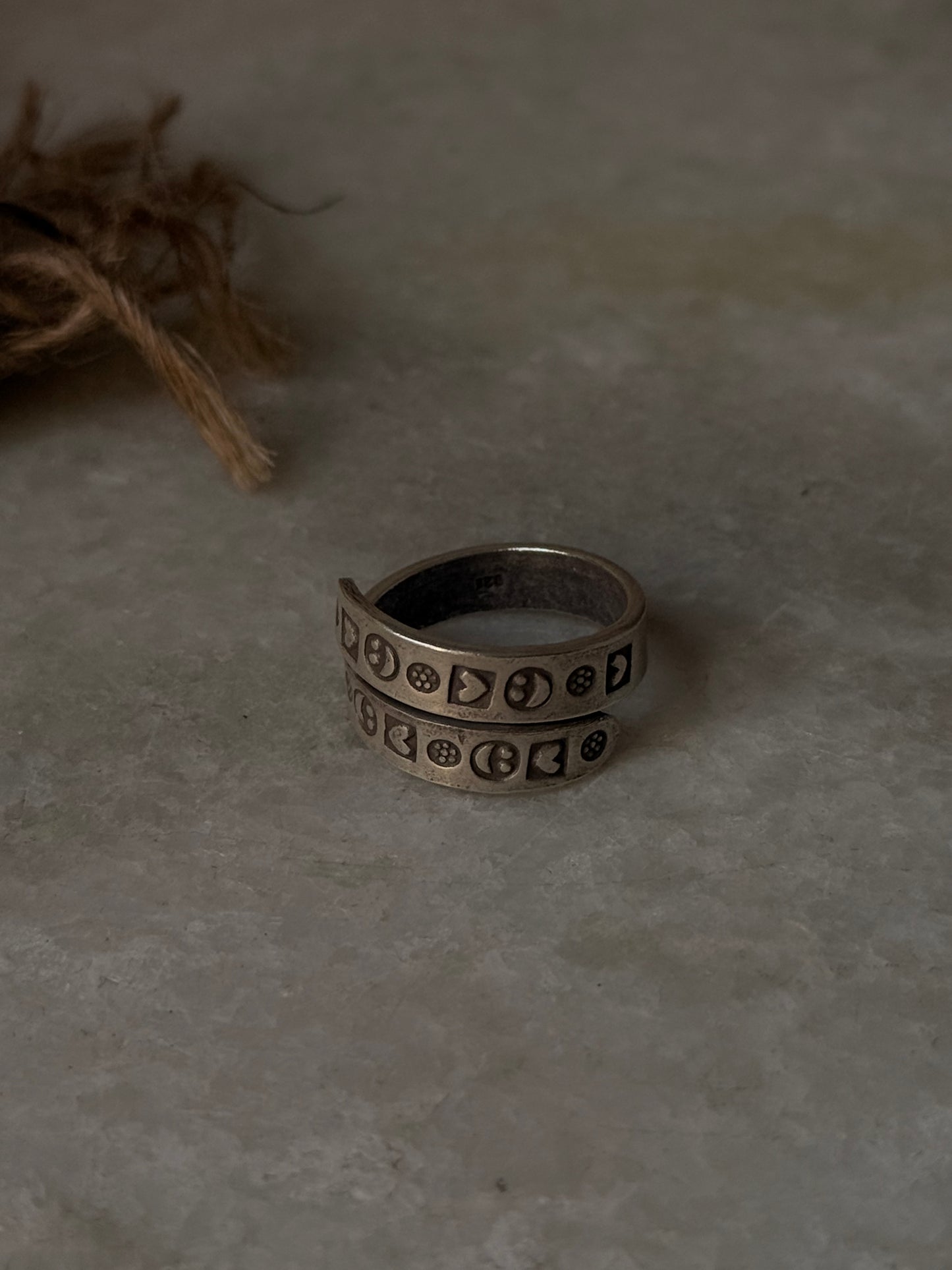 925 Sterling Silver Bohemian Hill Quirky Smiley,Hearts Emoji Engraved Handcrafted Adjustable Ring
