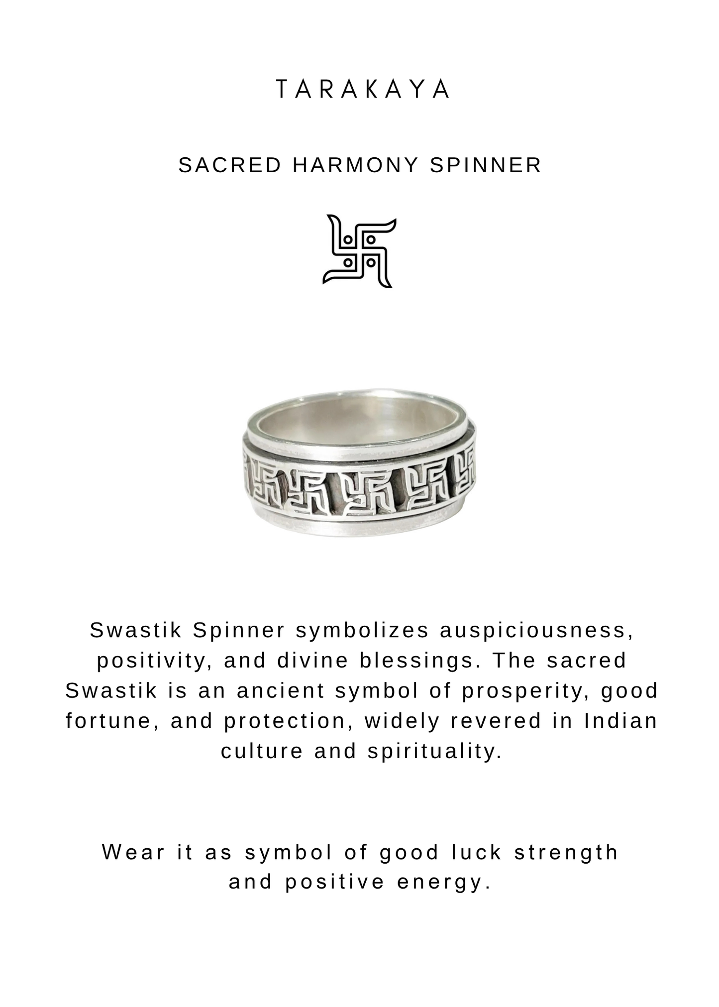 925 Sterling Silver Swastik Spinner Mens Ring