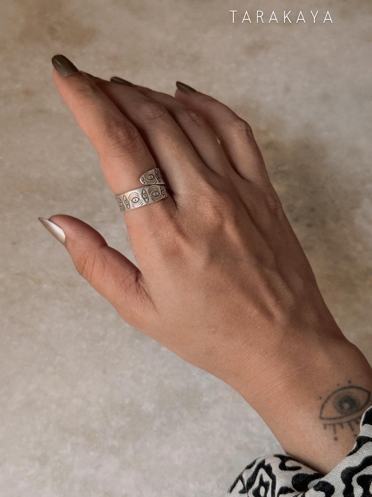 925 Sterling Silver Bohemian Evil Eye For Wander Hill Tribe Handcrafted Adjustable Ring