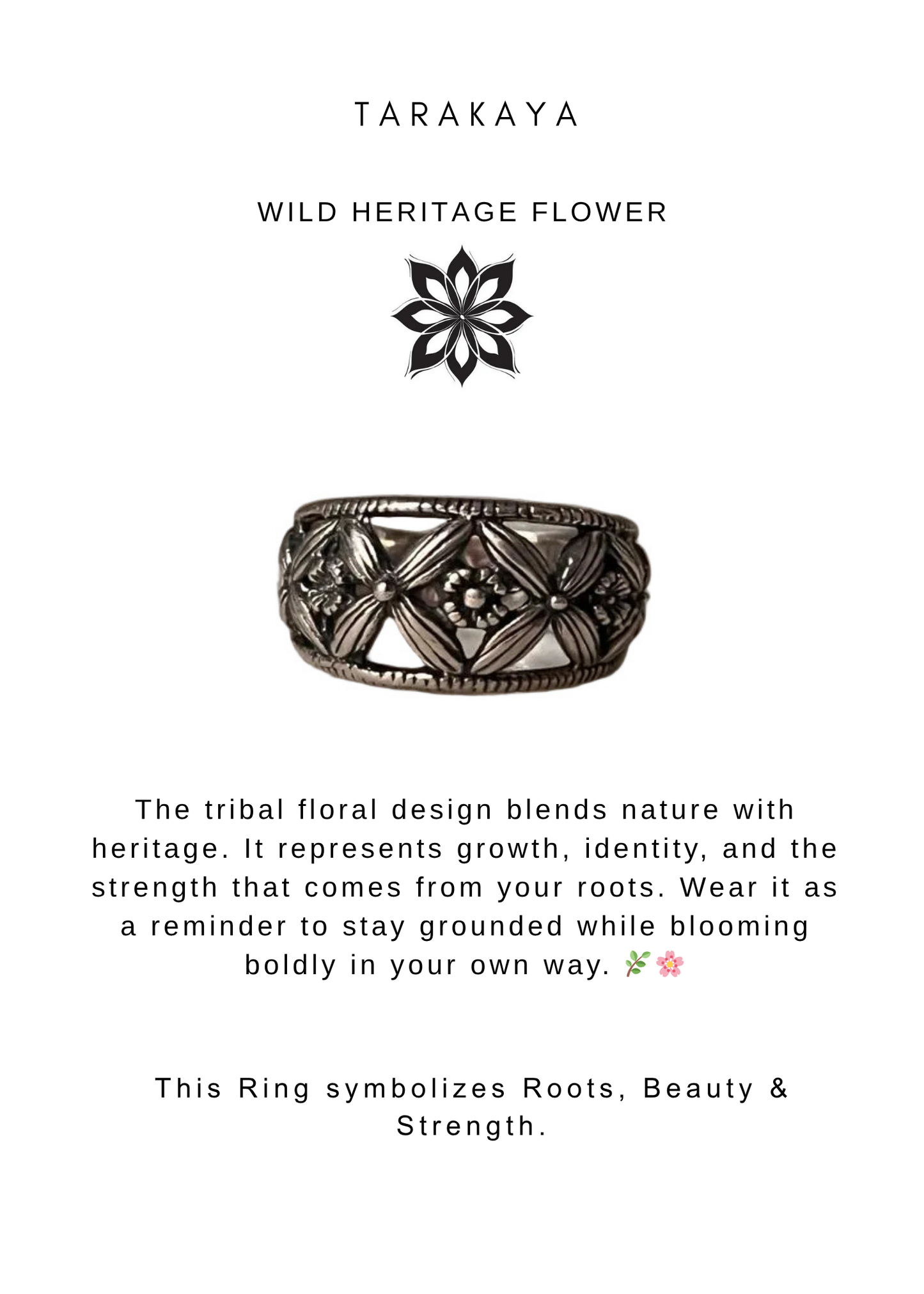 925 Sterling Silver Tribey Floral Boho Ring