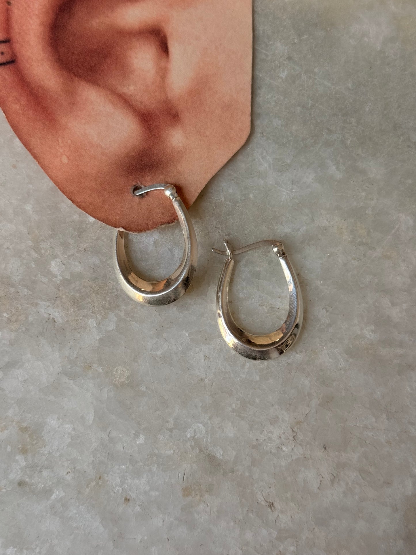 925 Sterling Silver Chunky Italian U Hoops Earrings