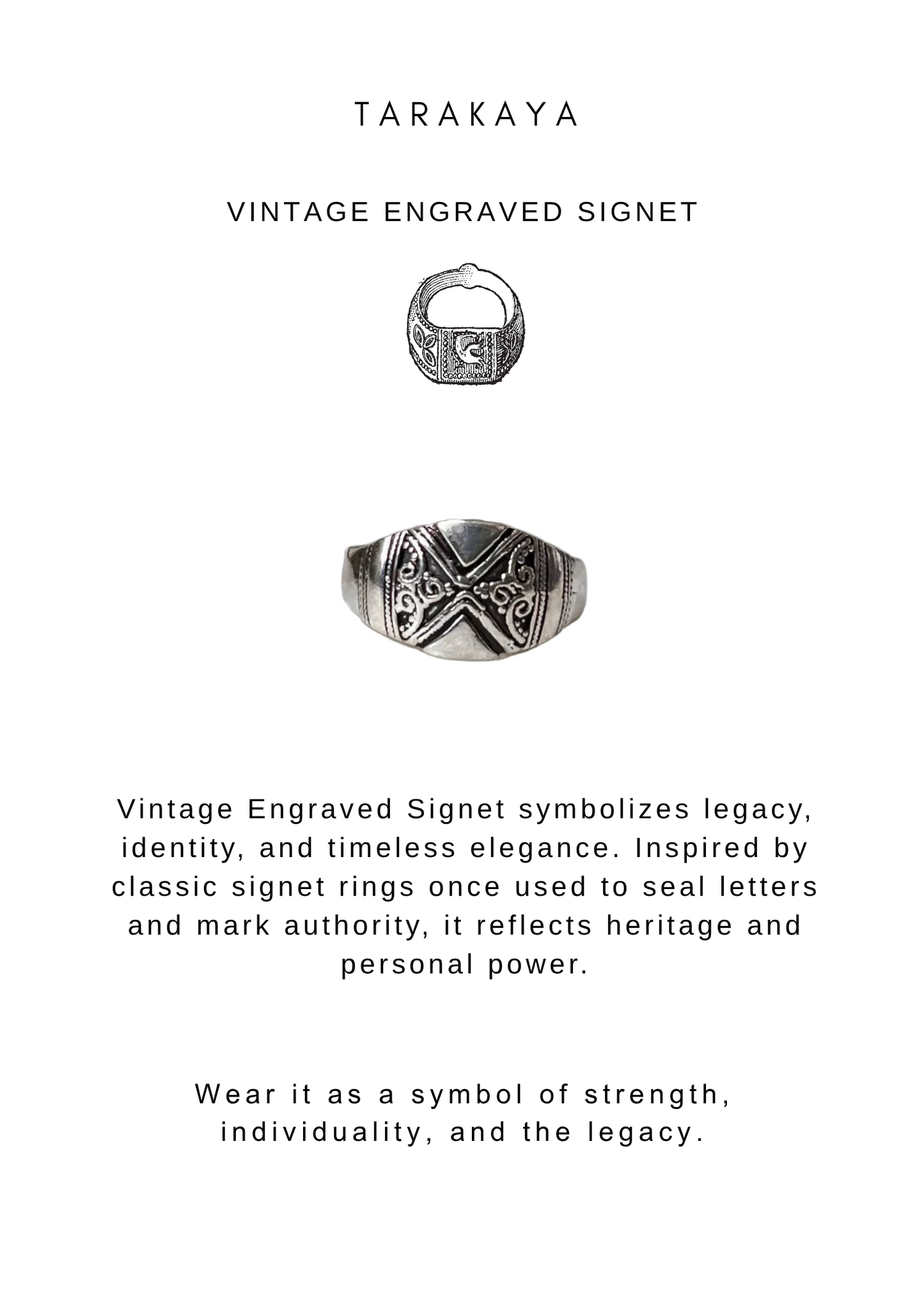 925 Sterling Silver Vintage Engraved Signet Ring
