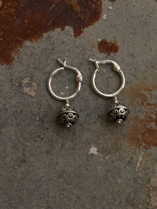 925 Sterling Silver Rawa Silver Balls Hoops Mandali Earrings