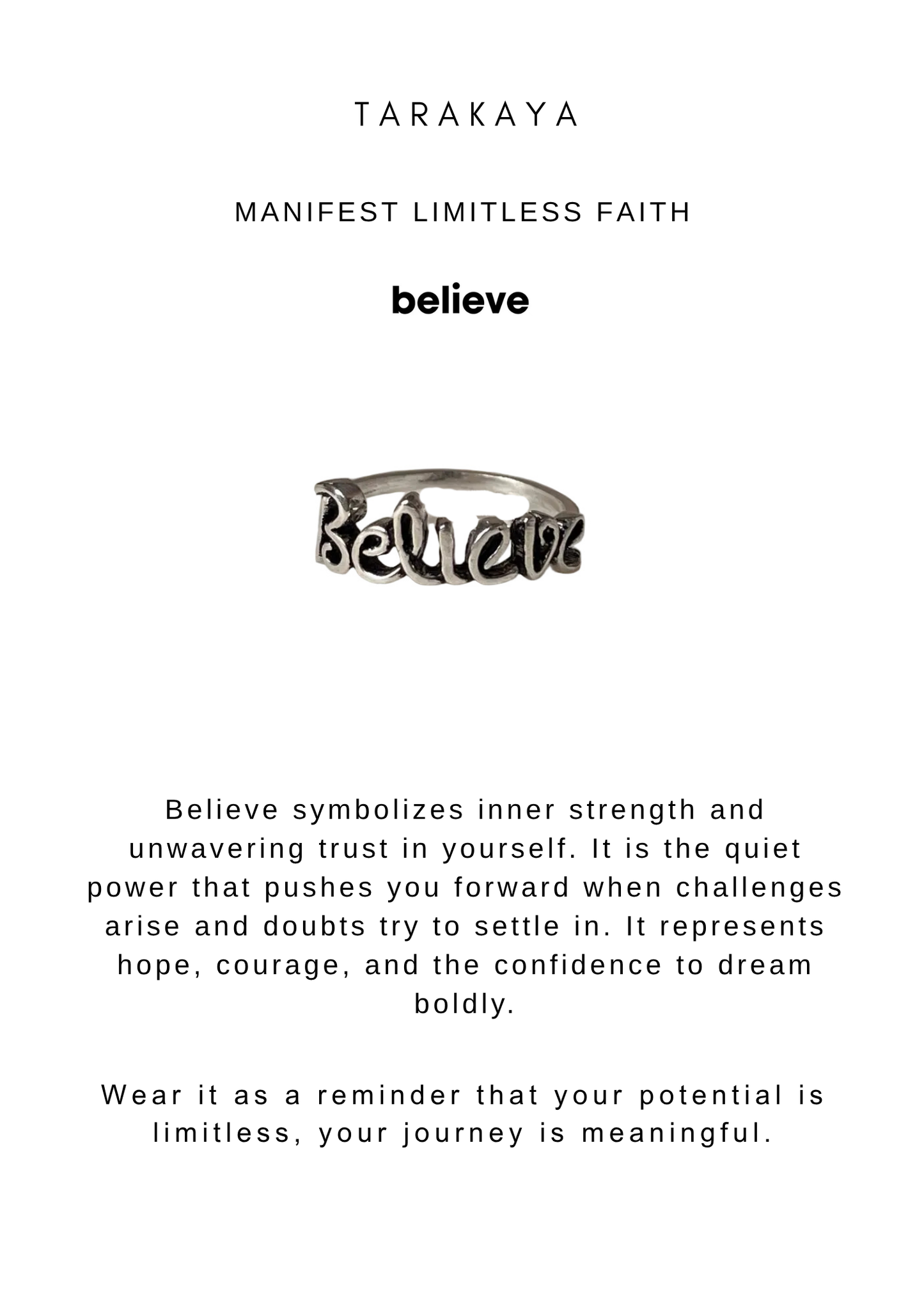 925 Sterling Silver Believe Affirmation Ring