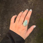 925 Sterling Silver Blue Agate Pear Boho Ring