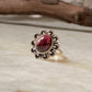 925 Sterling Silver Garnet Oval Flower Boho Ring