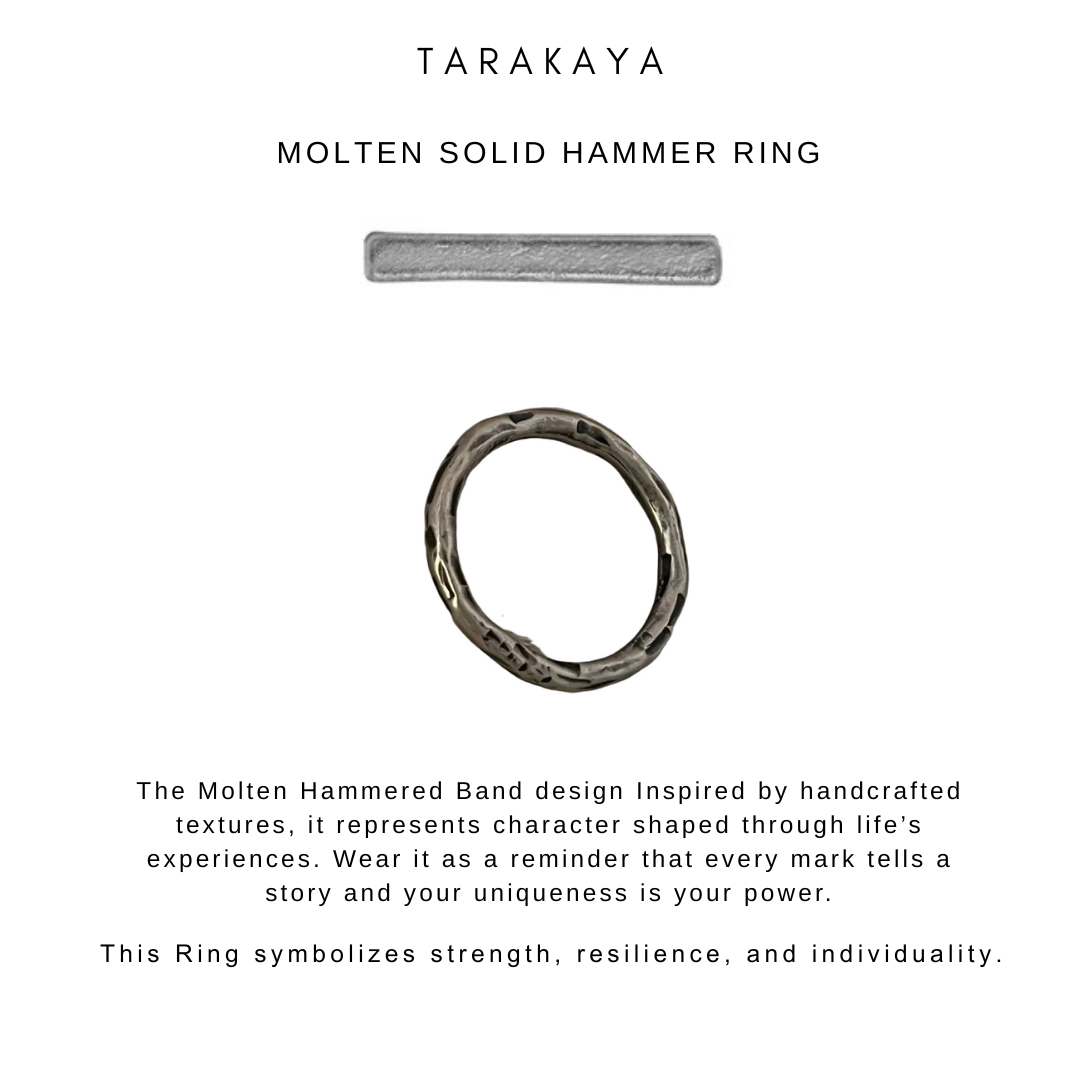 925 Sterling Silver Hammered Thin Molten Matte Finished Stack Ring