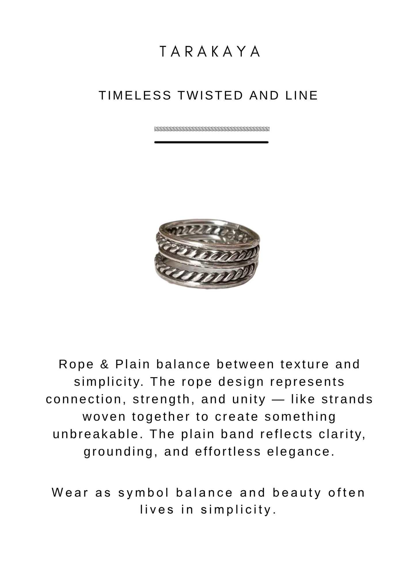925 Sterling Silver Rope & Plain Stacked Band Ring