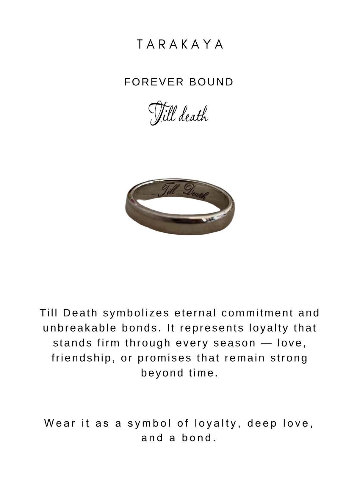925 Sterling Silver Hidden Note ~ Till Death Engraved 4MM Band Daily Wear Ring- Couple Ring