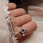 Amethyst Pear Cut Boho Silver Ring