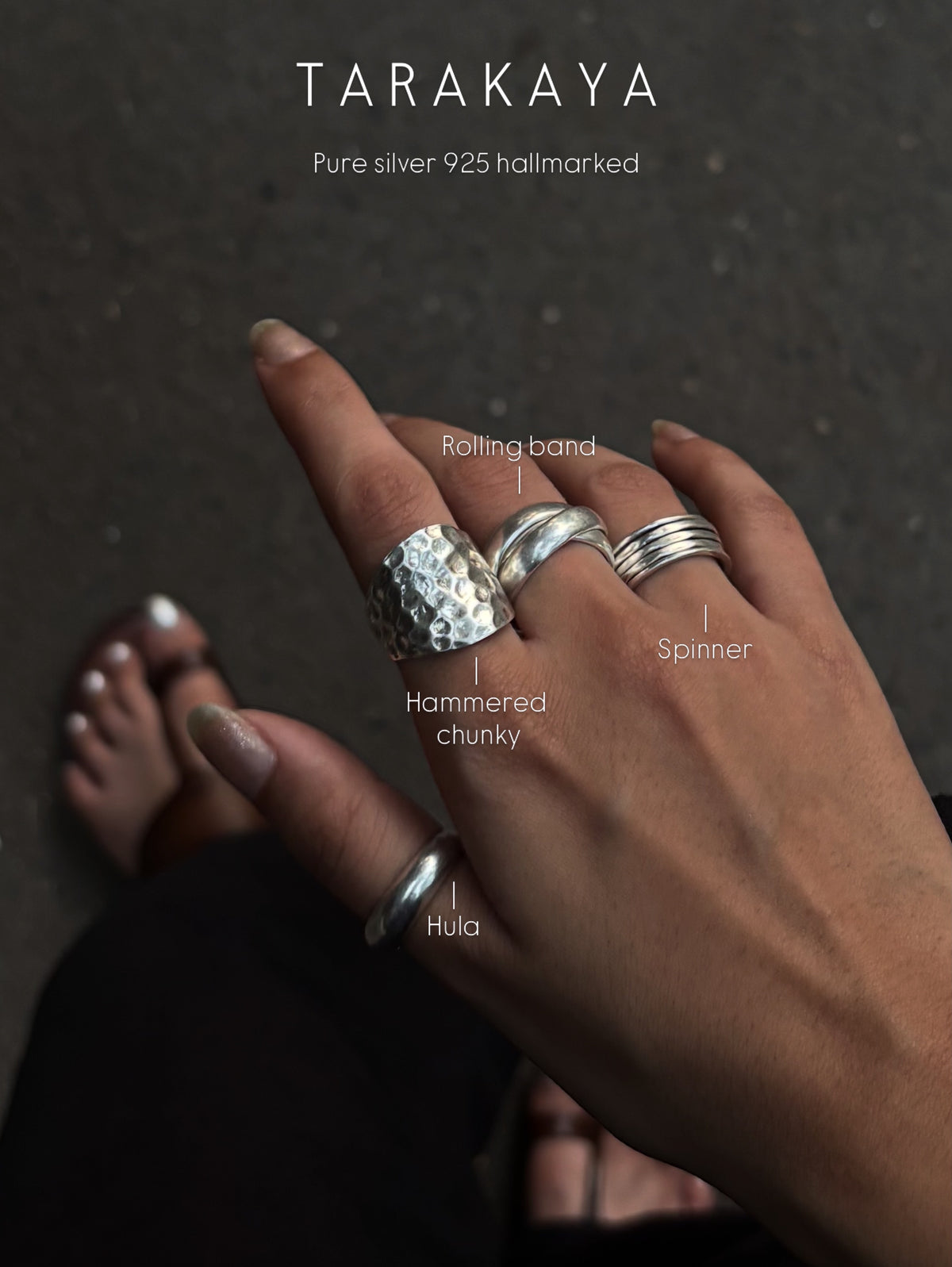 925 Sterling Silver Hammered Chunky Ring