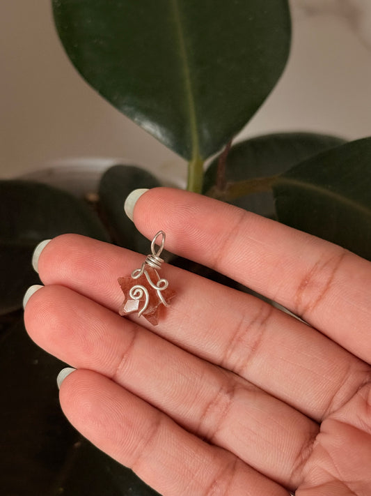 925 Sterling Silver Sunstone Star Wire Wrapped Handcrafted Pendant