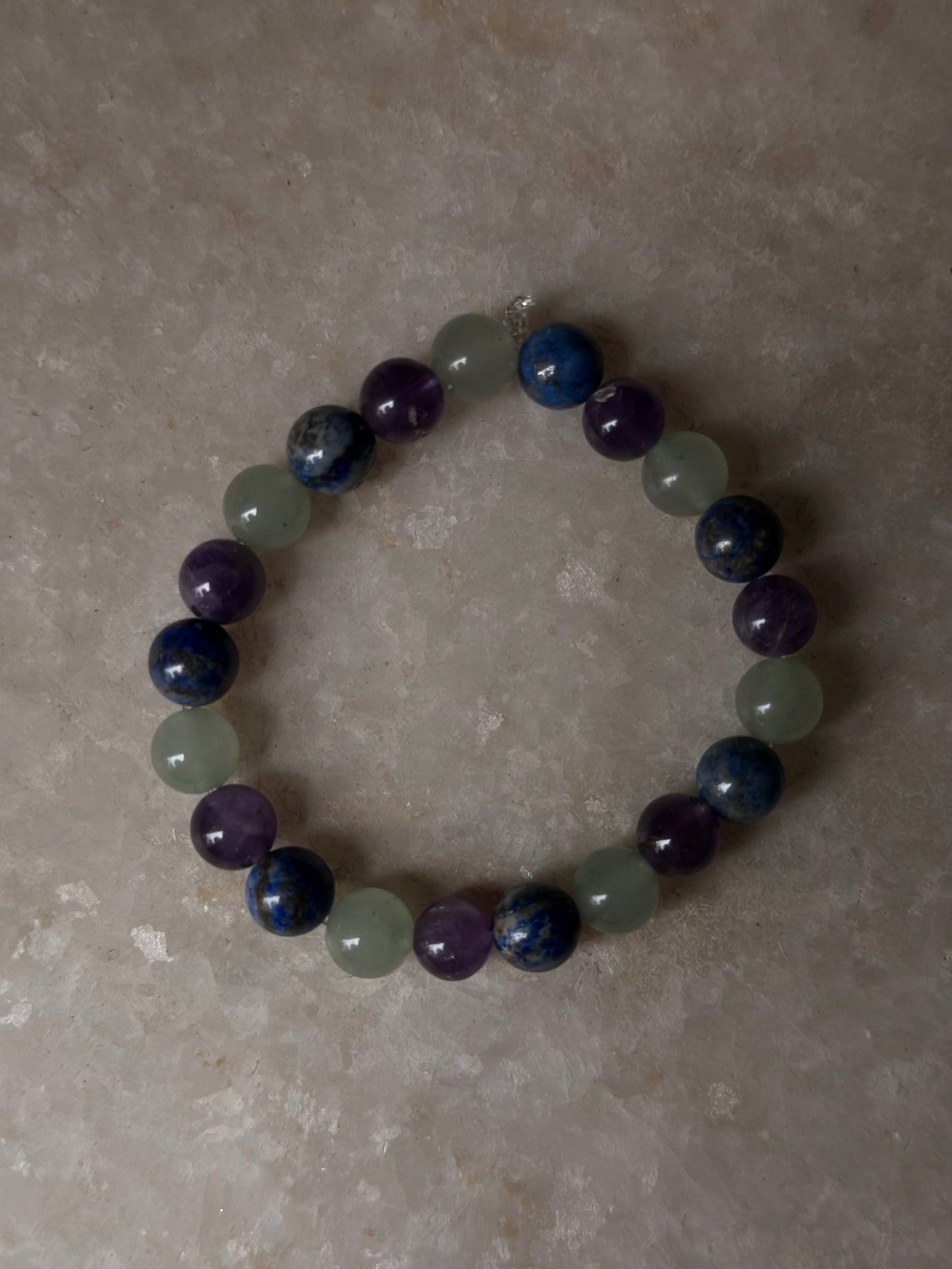 Natural Crystal Amethyst, Lapis Lazuli & Green Aventurine 8mm Bracelet