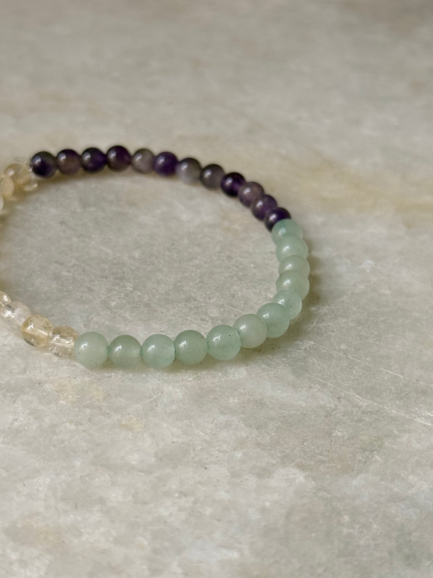 Natural Crystal Citrine, Green Aventurine & Amethyst 4mm Bracelet