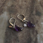 Moon and Star Charm Amethyst Sterling Silver Earrings for Women  