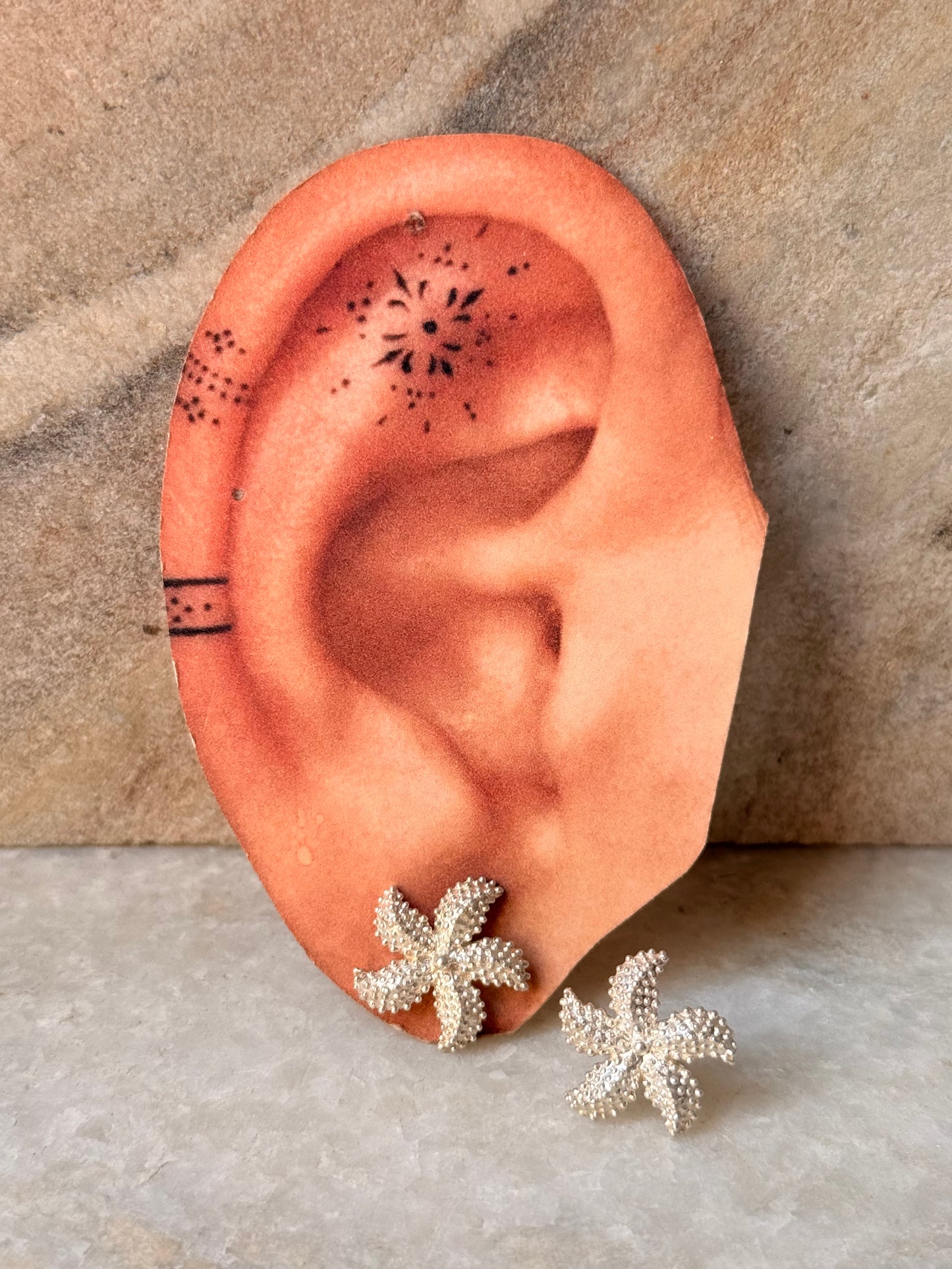 925 Sterling Silver Star Fish Statement Studs Earrings