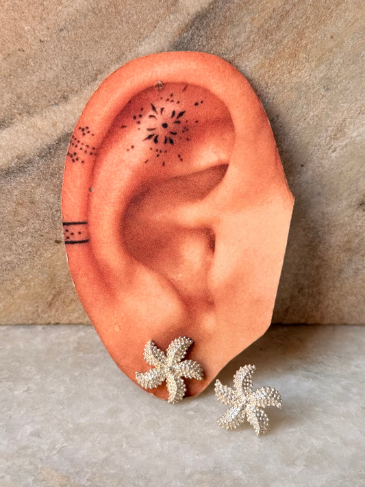 925 Sterling Silver Star Fish Statement Studs Earrings
