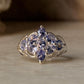 925 Sterling Silver Natural Tanzanite Faceted Flower Vintage Style Band Statement Ring