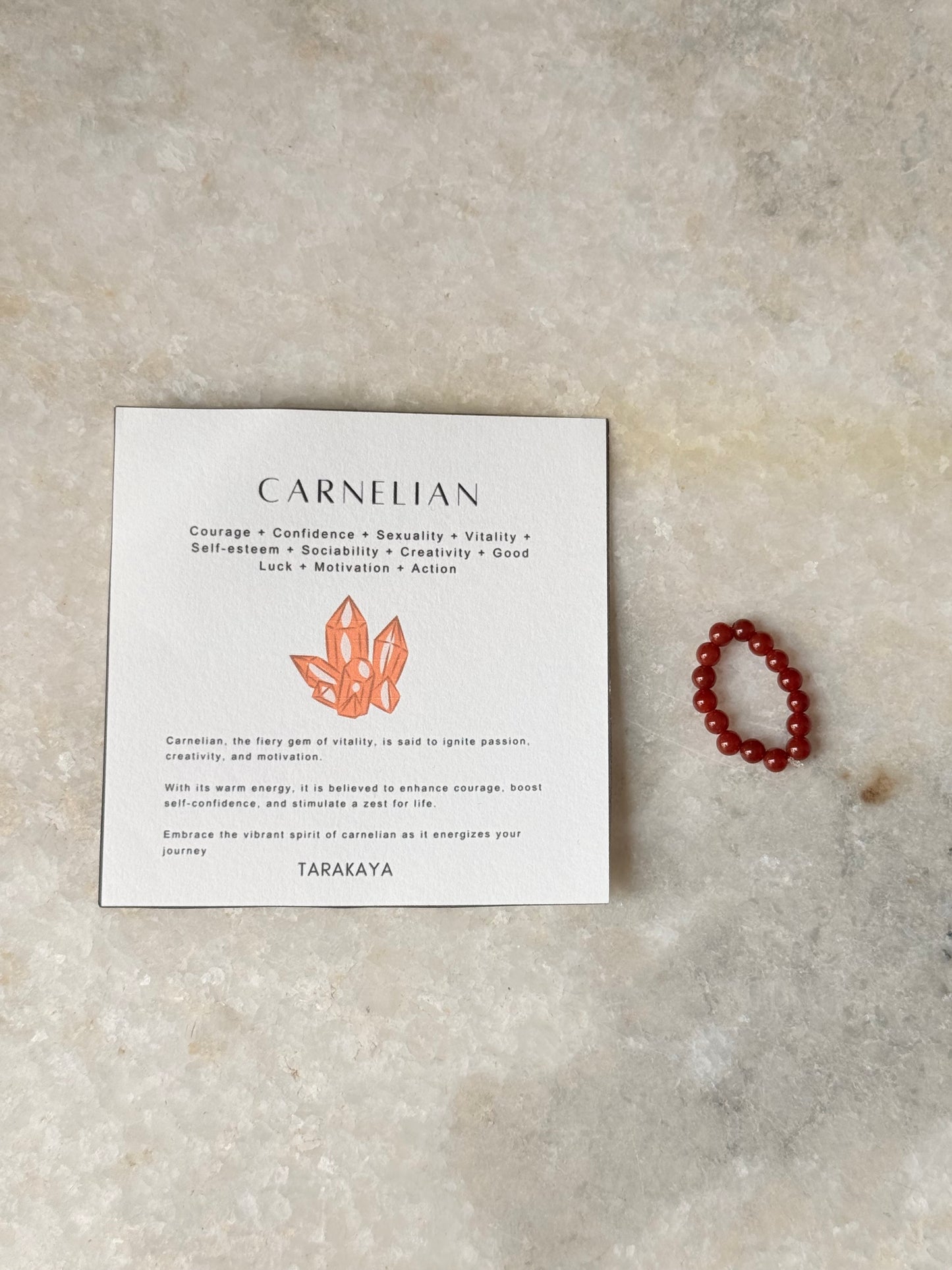 Natural Crystal Carnelian 4mm Stretchy Rings
