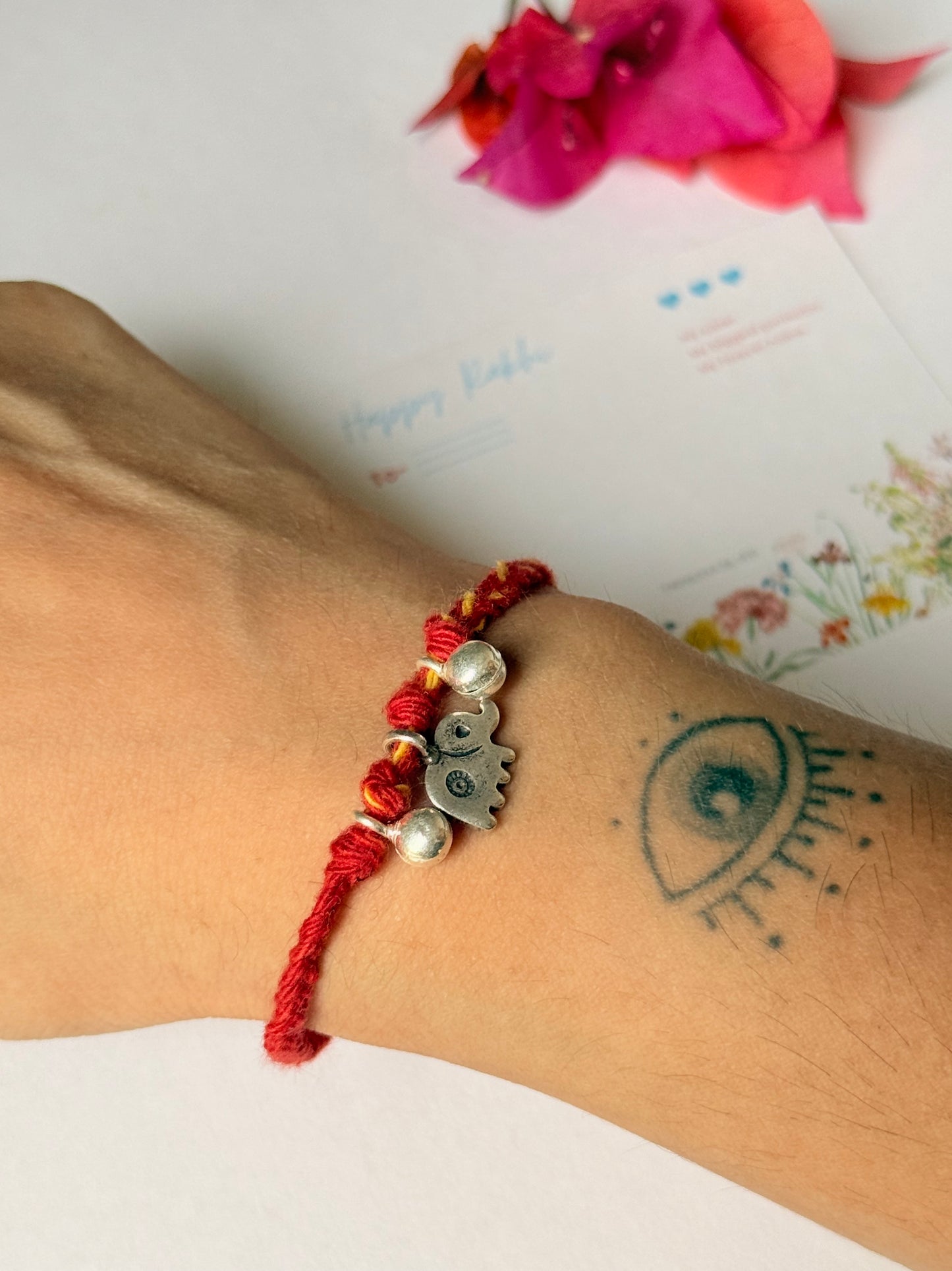 925 Sterling Silver Hill Tribe Hathi charm With Ghungroo / Musical charms - Reusable as Charm  Handcrafted Rakhi