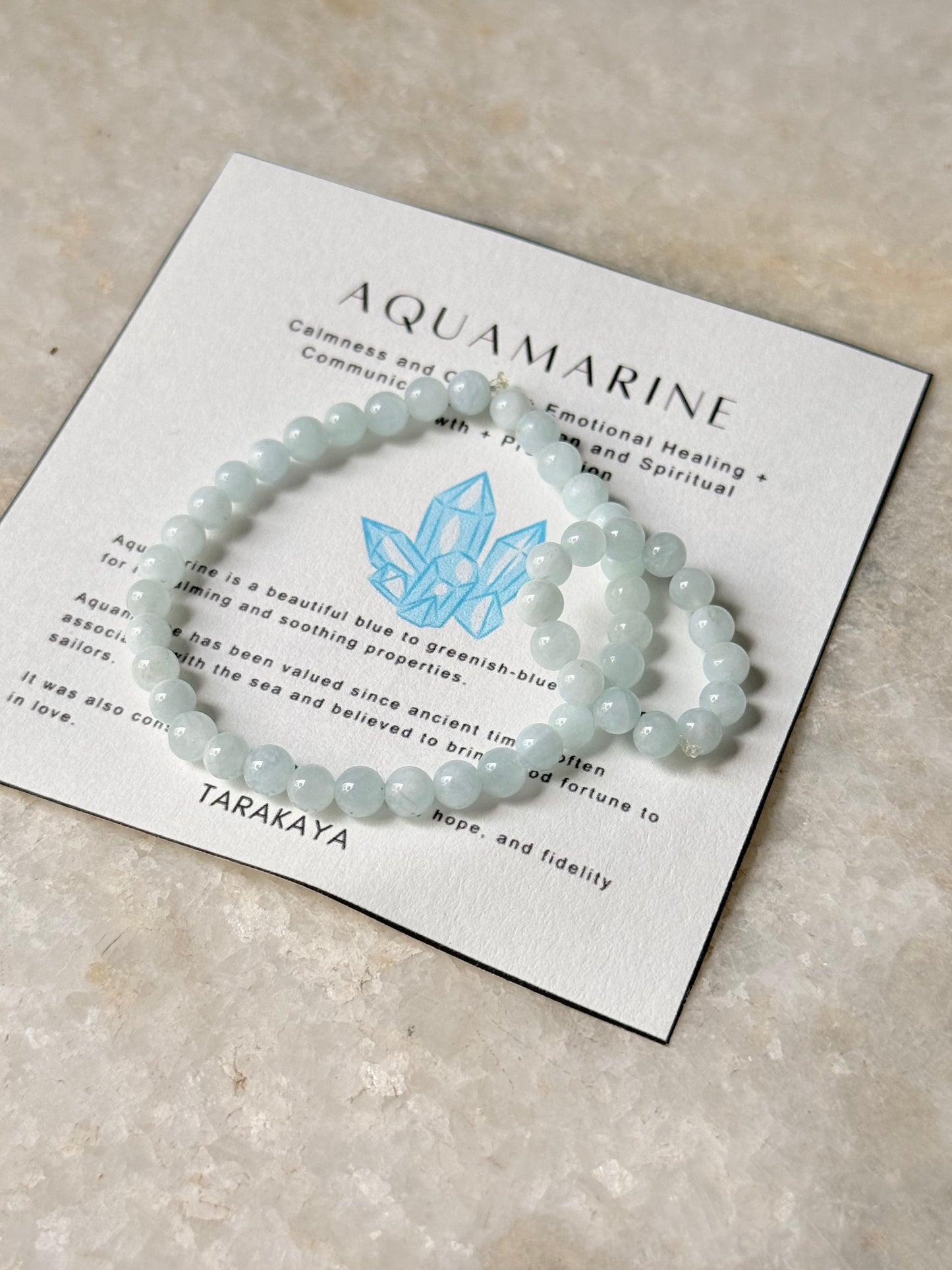 Natural Crystal Aquamarine 4mm Stretchy Rings & Bracelet