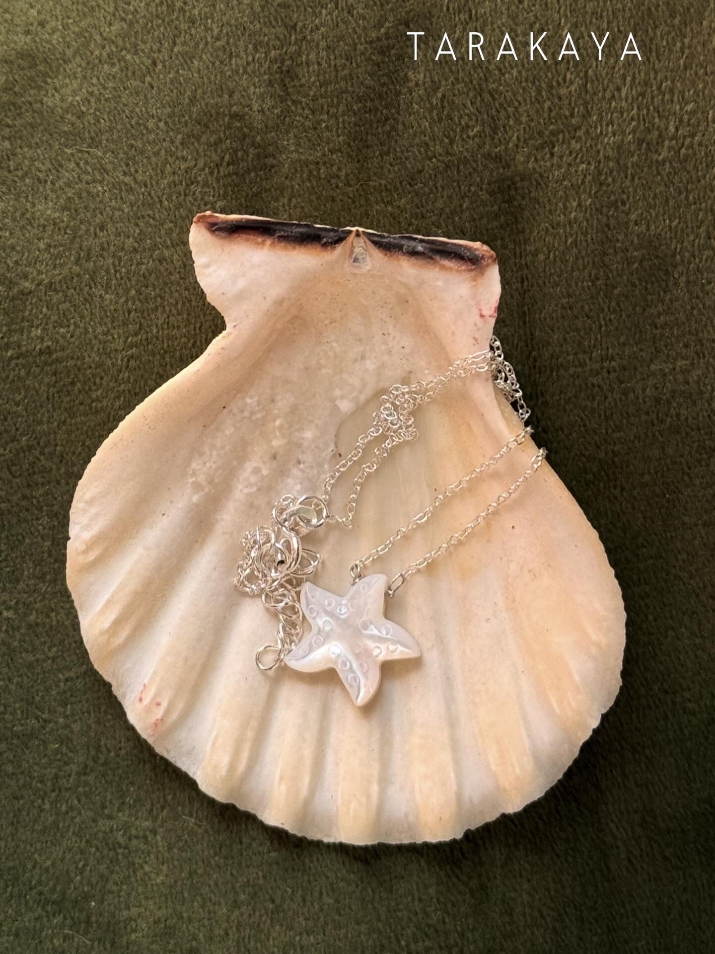 925 Sterling Silver Mother of Pearl Starfish Handcrafted Necklace